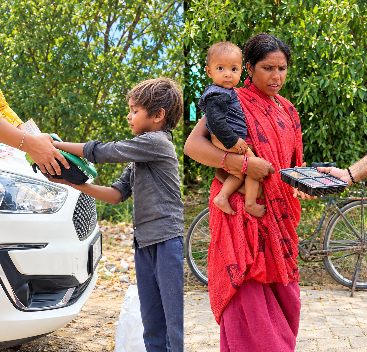 Shree Foundation volunteers providing food during a community support drive